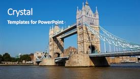  Presentation with tower - Audience pleasing presentation theme consisting of tower bridge over the river backdrop and a teal colored foreground