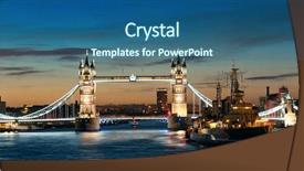  Presentation with warship - PPT theme featuring tower bridge panorama in thames background and a ocean colored foreground