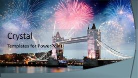  Presentation with firework - PPT layouts having great fire - tower bridge with firework celebration background and a light blue colored foreground