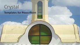  Presentation with colonial - Colorful PPT theme enhanced with tower building in colonial havana house backdrop and a light blue colored foreground