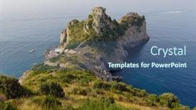  Presentation with tower - Presentation theme having tower-cape-of-conca background and a ocean colored foreground