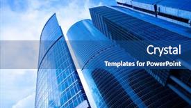 Presentation with blue business proposal - PPT layouts with tower crane - blue skyscrapers business centre background and a ocean colored foreground