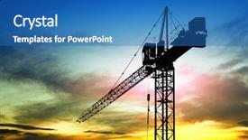  Presentation with tower - Audience pleasing slide deck consisting of tower crane - construction site at sunset backdrop and a teal colored foreground