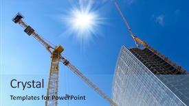  Presentation with construction work - PPT theme having tower crane - construction work site background and a light blue colored foreground