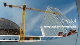  Presentation with work the word in your life - PPT layouts enhanced with tower crane - construction work site background and a seafoam green colored foreground