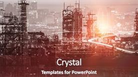  Presentation with crane - Beautiful presentation theme featuring tower crane - image of factory against high backdrop and a tawny brown colored foreground