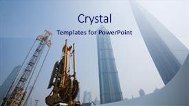  Presentation with china trade - Cool new presentation with tower crane - lujiazui financial trade zone backdrop and a light blue colored foreground