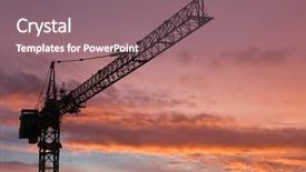  Presentation with crane - Beautiful PPT theme featuring tudor rose - preston on stour village backdrop and a tawny brown colored foreground.