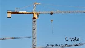  Presentation with clear - Slides having tower cranes against clear blue background and a light blue colored foreground