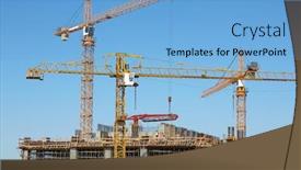  Presentation with construction cranes - Slide deck featuring tower-cranes-at-construction-site background and a light blue colored foreground
