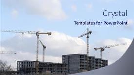  Presentation with construction cranes - Slide set enhanced with tower cranes on a construction background and a sky blue colored foreground