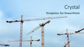  Presentation with tower - Slide set having tower cranes background and a sky blue colored foreground