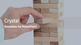  Presentation with risk - Slide deck featuring tower from wooden blocks background and a coral colored foreground