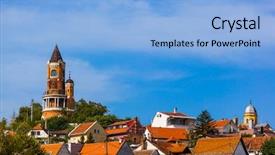  Presentation with free air traffic control tower bandara - Cool new PPT theme with tower in zemun - belgrade serbia backdrop and a light blue colored foreground