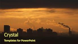  Presentation with industrial textile industry yarn spools - Audience pleasing PPT theme consisting of tower inferno - smoke from industrial chimneys backdrop and a wine colored foreground