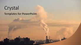  Presentation with dawn - Theme consisting of tower inferno - smoke from industrial chimneys background and a mint green colored foreground