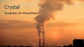  Presentation with dawn - Beautiful presentation theme featuring tower inferno - smoke from industrial chimneys backdrop and a yellow colored foreground