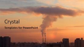  Presentation with industrial textile industry yarn spools - Amazing slide deck having tower inferno - smoke from industrial chimneys backdrop and a  colored foreground