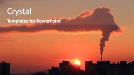  Presentation with dawn - Colorful PPT theme enhanced with tower inferno - smoke from industrial chimneys backdrop and a coral colored foreground