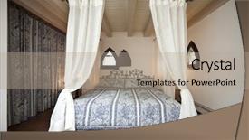  Presentation with apartments - Slide set consisting of tower luxury residential apartments canopy background and a coral colored foreground