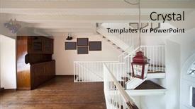  Presentation with apartments - Colorful presentation design enhanced with tower luxury residential apartments loft backdrop and a mint green colored foreground