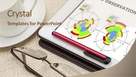  Presentation with coffee cup - Colorful slide set enhanced with tower observation network - wind rose backdrop and a soft green colored foreground