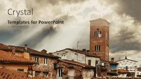  Presentation with tower - Cool new theme with tower-of-chiesa-san-pietro backdrop and a soft green colored foreground