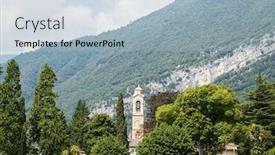  Presentation with tower - Audience pleasing theme consisting of tower-of-church-of-san backdrop and a light blue colored foreground