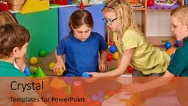  Presentation with team kids - Theme having tower of cubes newcomer background and a red colored foreground