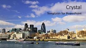  Presentation with tower of london - PPT theme featuring tower of london skyline view background and a teal colored foreground
