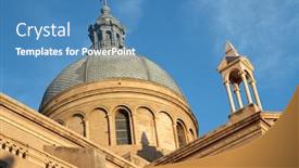  Presentation with tower - PPT theme with tower-of-the-cathedral-san background and a teal colored foreground