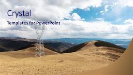  Presentation with electrical power distribution - PPT theme consisting of tower or power tower electricity background and a sky blue colored foreground