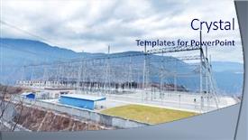  Presentation with electrical power distribution - Theme having tower or power tower electricity background and a sky blue colored foreground