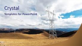  Presentation with electrical power distribution - Slides having tower or power tower electricity background and a sky blue colored foreground