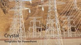  Presentation with electrical power distribution - Audience pleasing presentation theme consisting of tower or power tower electricity backdrop and a coral colored foreground
