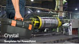  Presentation with traditional musical instruments word - PPT theme featuring tower safety - worker with instruments at industrial background and a  colored foreground