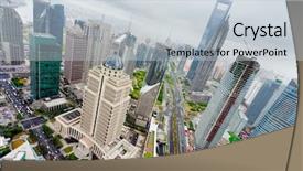  Presentation with oriental shanghai - Amazing presentation theme having tower shanghai lujiazui financial center backdrop and a lemonade colored foreground