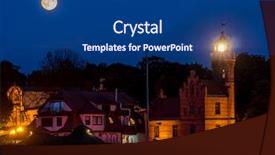  Presentation with signal - Beautiful presentation design featuring tower signal - historical lighthouse in ustka backdrop and a ocean colored foreground