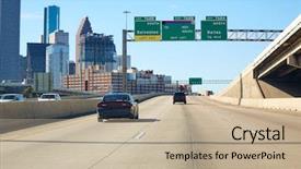  Presentation with houston - PPT layouts with tower signal - houston texas downtown road sign background and a mint green colored foreground
