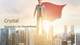  Presentation with hovering - Audience pleasing slide deck consisting of tower strength - business superhero businessman hovering backdrop and a lemonade colored foreground