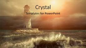  Presentation with strength - PPT layouts consisting of tower strength - lighthouse on the sea background and a  colored foreground