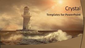  Presentation with strength - Theme with tower strength - lighthouse on the sea background and a yellow colored foreground