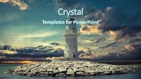  Presentation with strength - PPT theme with tower strength - lighthouse on the sea background and a ocean colored foreground