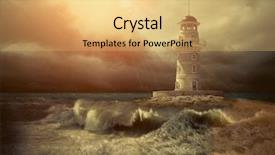  Presentation with strength - Presentation theme featuring tower strength - lighthouse on the sea background and a yellow colored foreground