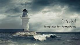  Presentation with lighthouse - Amazing theme having tower strength - lighthouse on the sea backdrop and a light gray colored foreground