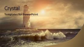  Presentation with strength - Audience pleasing PPT layouts consisting of tower strength - lighthouse on the sea backdrop and a  colored foreground