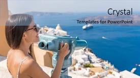  Presentation with cruise ships - Beautiful slide set featuring tower viewers coin machine binoculars backdrop and a light blue colored foreground