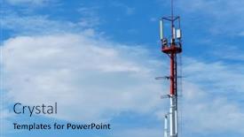  Presentation with telecommunication antenna tower radio antenna - Presentation theme featuring tower-with-antennas-for-cellular background and a light blue colored foreground