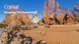  Presentation with ocean waves - PPT layouts with towering-rock-cliffs-at-praia background and a teal colored foreground