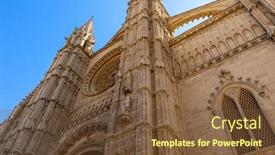  Presentation with masonry - PPT theme having towering-spires-ornate-masonry background and a tawny brown colored foreground